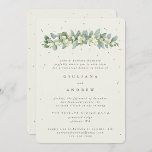 Invitation Crème Snowberry+Eucalyptus Mariage répétition