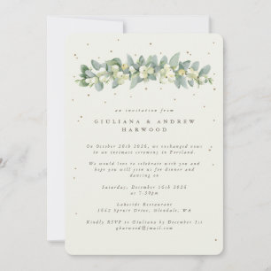 Invitation Crème Snowberry+Eucalyptus Réception de mariage