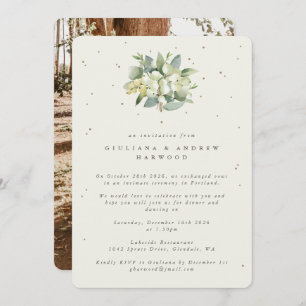 Invitation Crème Snowberry+Eucalyptus Réception de mariage Ph