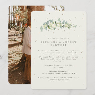 Invitation Crème Snowberry+Eucalyptus Réception de mariage Ph