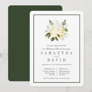 Invitation Crème + Vert Dîner de répétition Mariage biologi