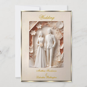 Invitation Crème Vintage Origami style Mariage Beau