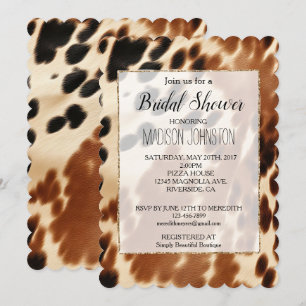 Invitation Crème Western Cowboy Brown Noir Cowhide
