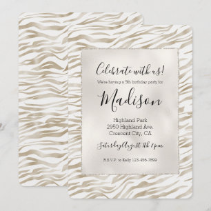 Invitation Crème Zen Blanc cacao Brown Zebra Imprimer