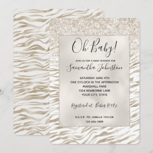 Invitation Crème Zen Blanc cacao Parties scintillant Brown Ze