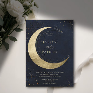 Invitation Crescent céleste Moody Marine Mariage moderne