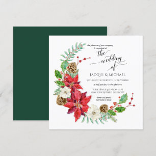 Invitation Crescent Floral de mariage d'hiver   Carré