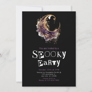 Invitation Crescent Moon Minimaliste Halloween Party