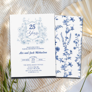 Invitation Crest Élégant Vintage 25e Anniversaire de Mariage