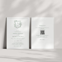 Crest Sage vert Monogramme QR Code Mariage