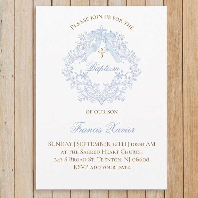 Invitation crête bleue bébé garçon Baptême (Créateur téléchargé)