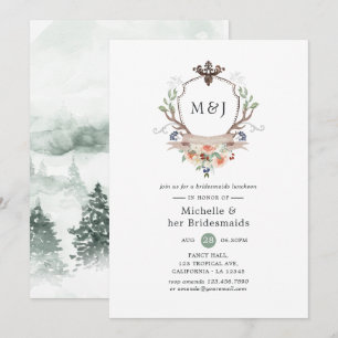 Invitation Crête de bois sauvage Monogramme Luncheon des demo