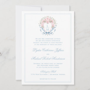 Invitation Crête de fleurs de cerise douce Mariage de monog