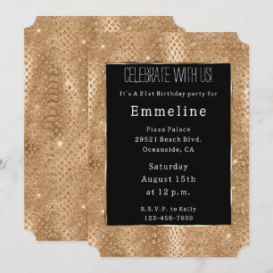 Invitation Crête de serpent à Parties scintillant de Glam Or