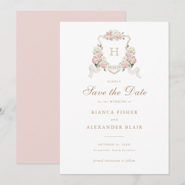 Invitation Crête verte blanche Hydrangea Enregistrer la date (Devant / Derrière)