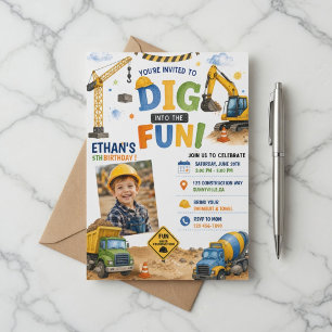 Invitation Creusez dans la fête d'anniversaire de constructio