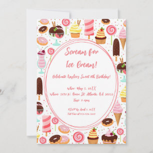 Invitation Criez pour les filles de glace Crèmeuse Anniversai