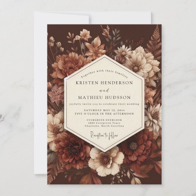 Invitation Crimson Baroque Bloom Wedding (Devant)