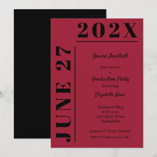Invitation Crimson et Black Graduation Party