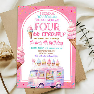 Invitation Cris De Glace Rose Colorée Pour Glace Quatrième