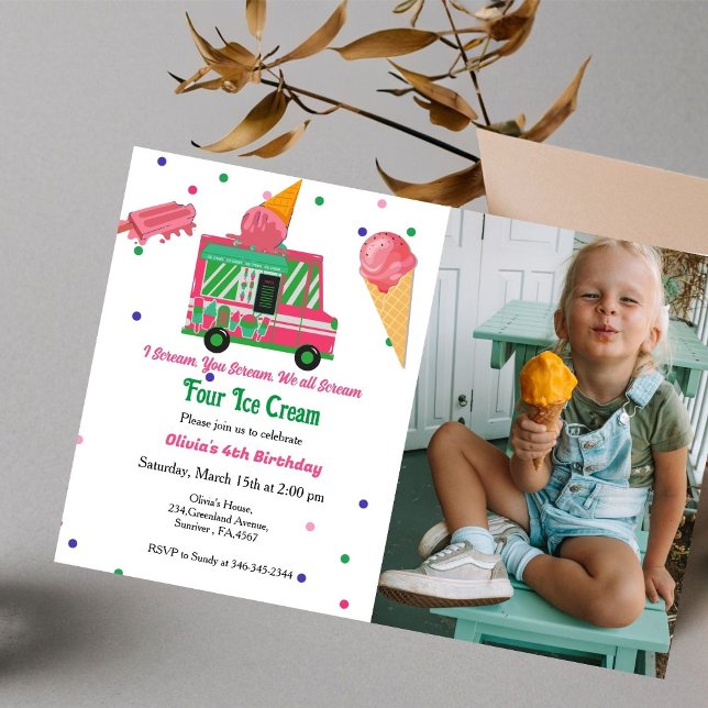 Invitation Cris quatre glaces 4e fête d'anniversaire (Créateur téléchargé)