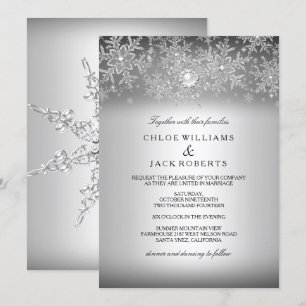 Invitation Cristal Pearl Snowflake Silver Mariage d'hiver