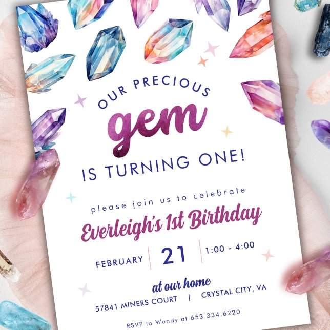 Invitation Cristal précieux Gem 1er anniversaire (Créateur téléchargé)