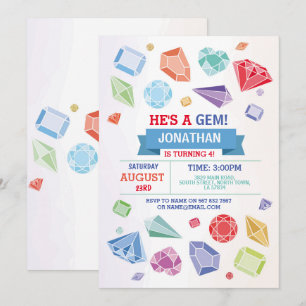 Invitation Cristaux de fête de Jeu d'anniversaire Blue Red Ge