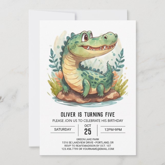 Invitation Crocodile de Bohême numérique anniversaire (Devant)