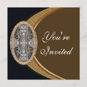 Invitation croisée chrétienne élégante de partie