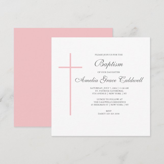 Invitation croisée élégante rose (Devant / Derrière)