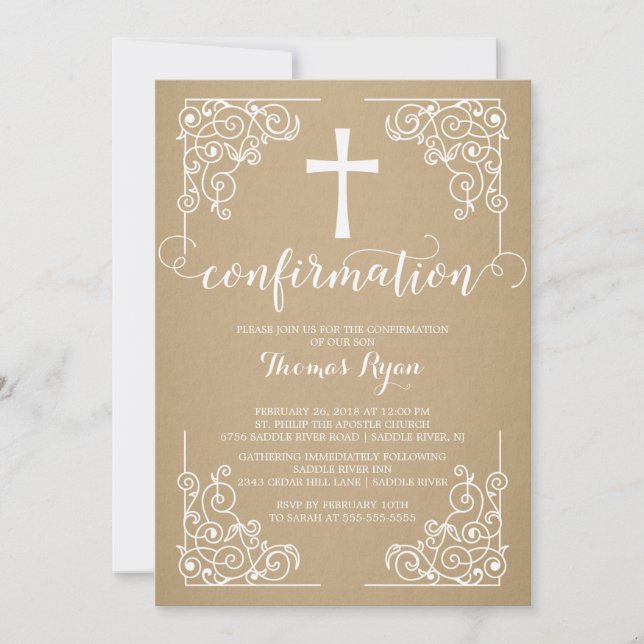 Invitation croisée moderne de confirmation de (Devant)