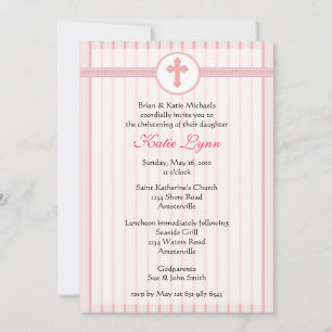 Invitation croisée rose rayée