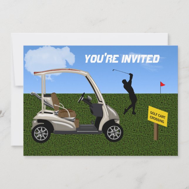Invitation Croisement de chariot de golf sur le fairway (Devant)