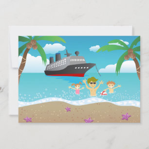 Invitation Croisière de plage en famille tropicale amusante