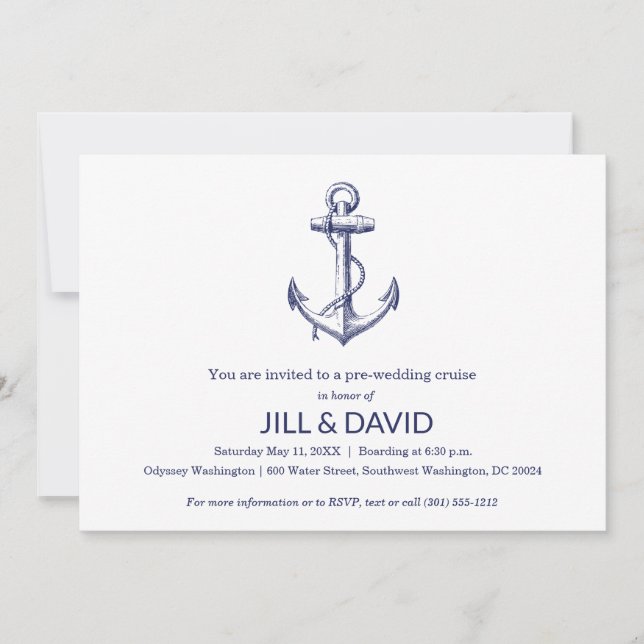 Invitation Croisière en bateau avec dîner sur le thème nautiq (Devant)
