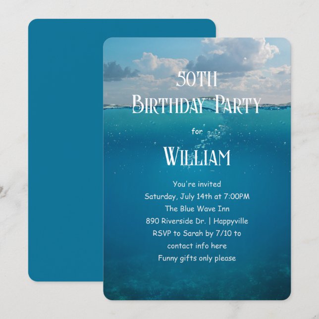 Invitation Croisière sous-marine Anniversaire Unisex Design (Devant / Derrière)