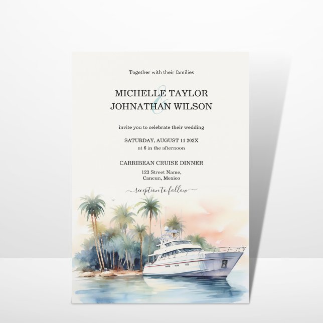 Invitation Croisière Yacht Destination Mariage Palm Trees Bea (Créateur téléchargé)