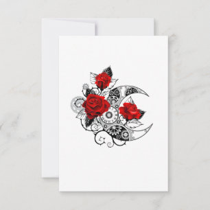 Invitation Croissant mécanique avec roses rouges