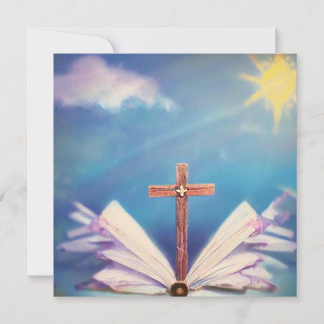 Invitation Croix abstraite & Bible (Devant)