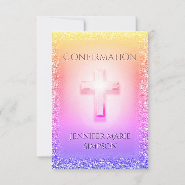 Invitation Croix arc-en-ciel légère de confirmation (Dos)