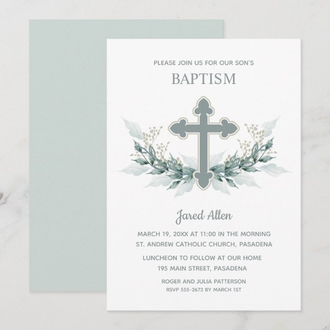 Invitation Croix Bleue Baptême de verdure (Devant / Derrière)