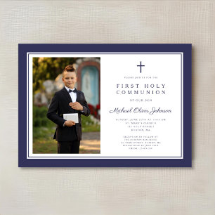 Invitation Croix Bleue de la marine moderne photo First Commu