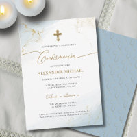 Croix Bleue Or Garçon Confirmation Confirmacion