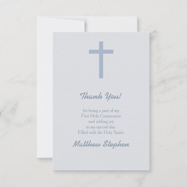 Invitation Croix Bleue Pastel Communion (Devant)