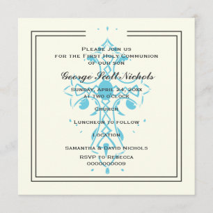 Invitation Croix Bleue Première Communion Baptême Confirmatio