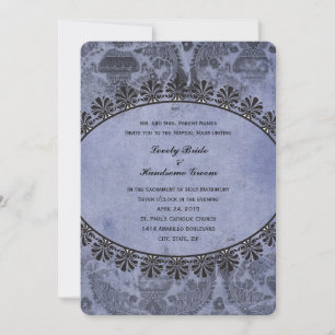 Invitation Croix catholique Vintage bleue