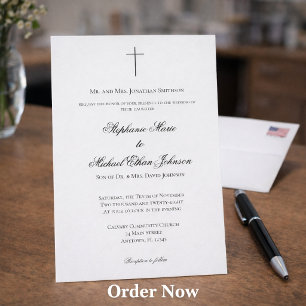 Invitation Croix Chrétienne MINIMALISTE Mariage Formel Église