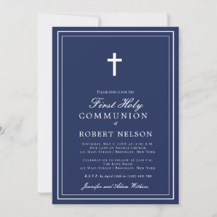 Invitation Croix classique élégante de la première communion
