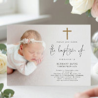 Croix de baptême moderne avec paillettes dorées